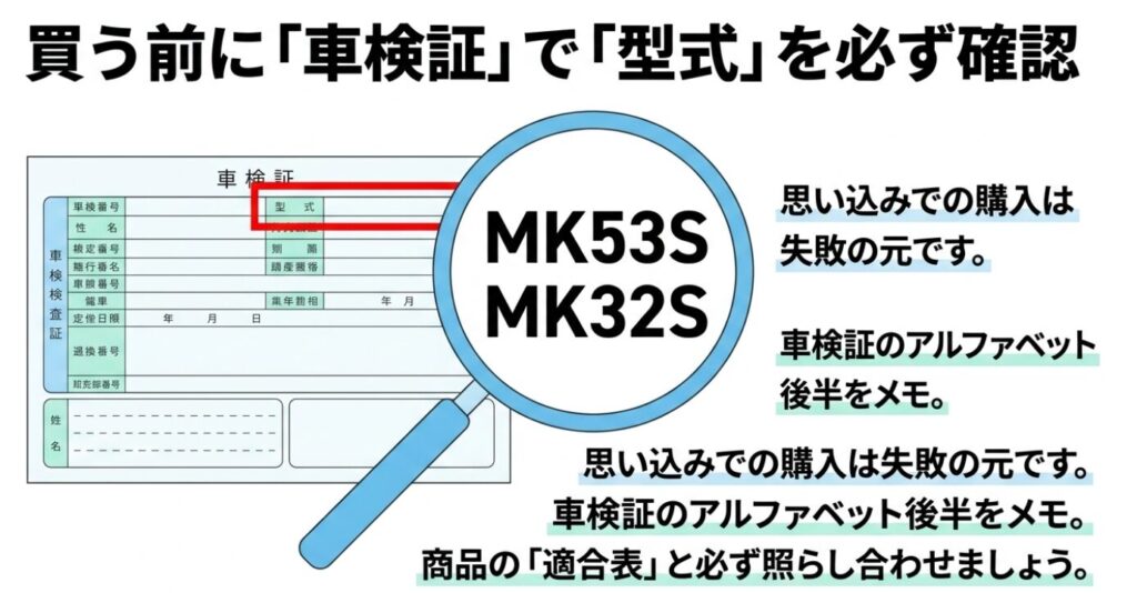 スペーシアのACフィルター:車検証を用いた適合型式(MK53Sなど)の確認手順と注意点