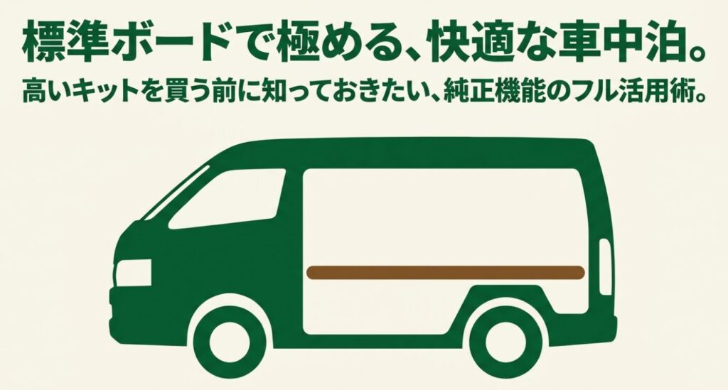 スペーシアベースのシルエットと標準ボードを活用した車中泊キットのタイトル画像
