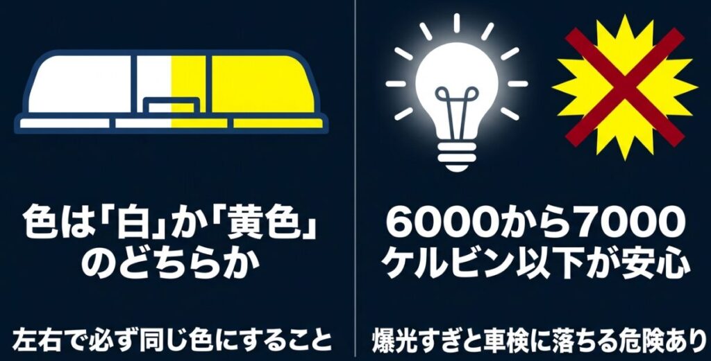 ジムニーのフォグランプ保安基準（発光色は白か黄色・6000から7000ケルビン以下推奨）