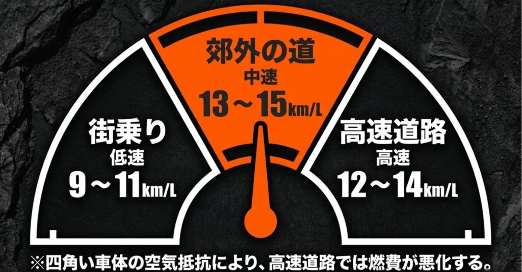 ジムニーシエラ：街乗り、郊外、高速道路における実燃費の違いと、高速道路で燃費が悪化する逆転現象の解説
