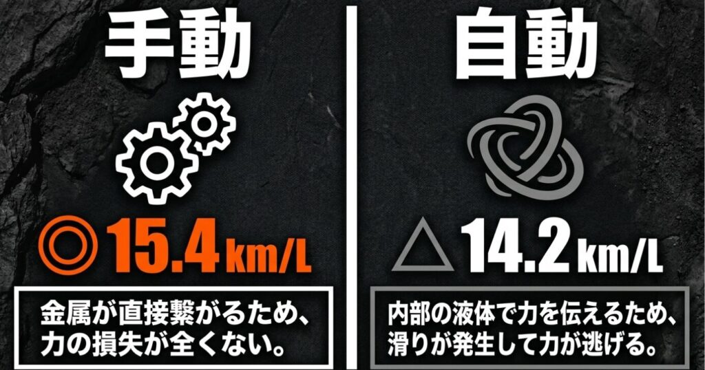 ジムニーシエラ：動力伝達の仕組みによるMT車（手動）とAT車（自動）の燃費の違い