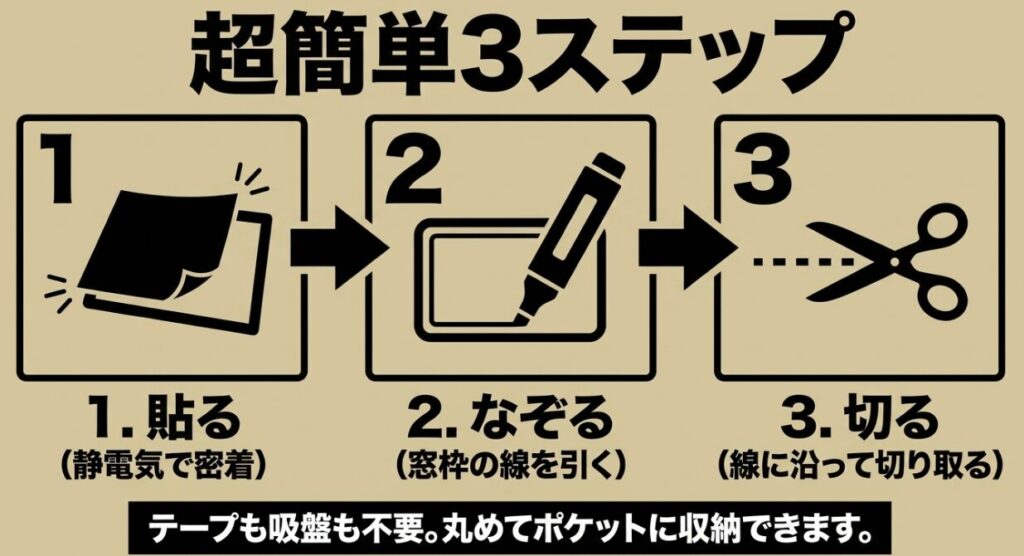 貼る・なぞる・切るの3ステップで作れる簡単なジムニー自作サンシェードの手順