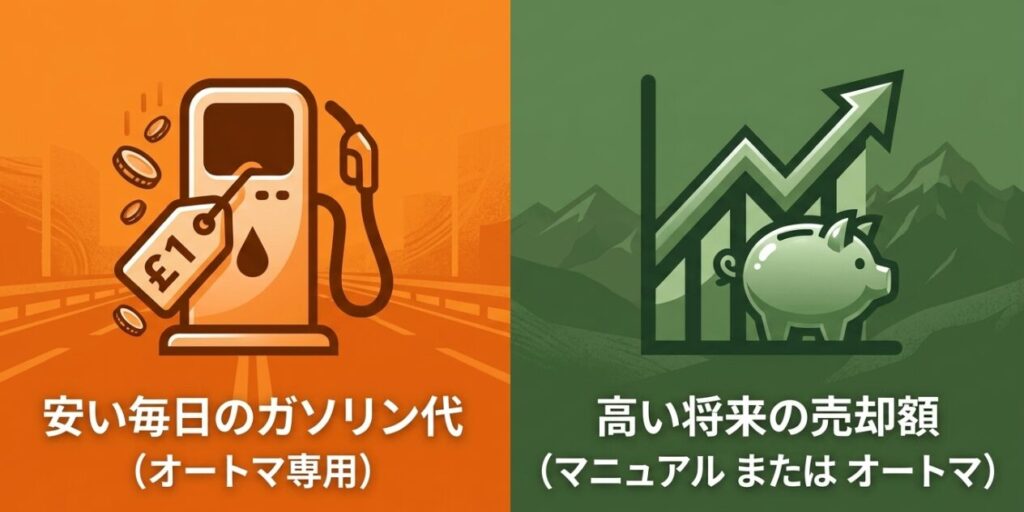 ハスラーは毎日のガソリン代を抑えやすく、ジムニーは将来の売却額が高い傾向を示す比較スライド
