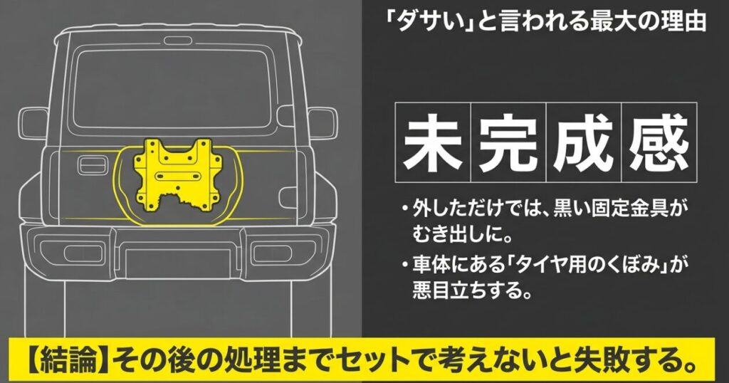 ジムニーのスペアタイヤレスがダサいと言われる最大の理由は外した後の未完成感