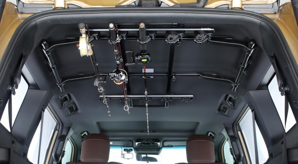 カーメイト(Carmate) inno 【5本積み可能】 クランプ式 ロッドホルダー 釣り竿 ホルダー 車内収納 ブラック 日本製 IF26BK  車載 フィッシング バス トラウト シーバス オフショア フライロッド 積載可能 天井 収納 キャリア
