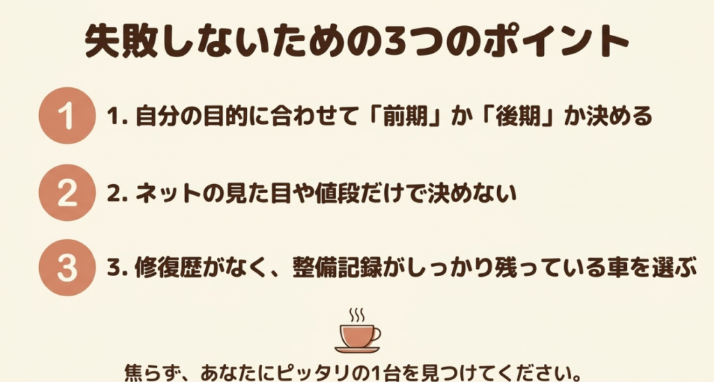 前期・後期を目的で選び、見た目や価格だけで決めず、修復歴と整備記録を確認するN-BOX JF3中古車選びの要点